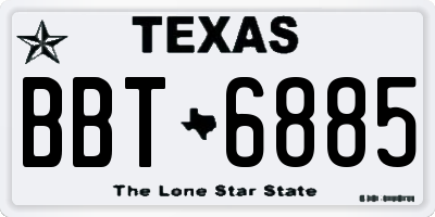 TX license plate BBT6885