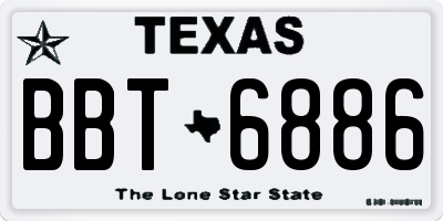 TX license plate BBT6886