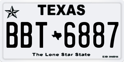 TX license plate BBT6887