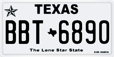 TX license plate BBT6890