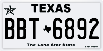 TX license plate BBT6892