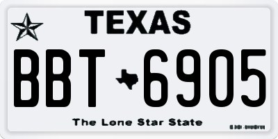 TX license plate BBT6905