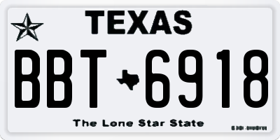 TX license plate BBT6918