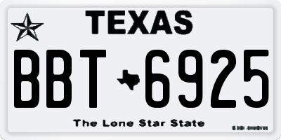 TX license plate BBT6925