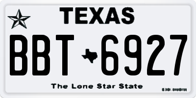 TX license plate BBT6927