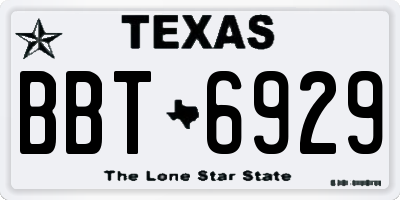 TX license plate BBT6929