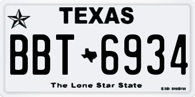 TX license plate BBT6934