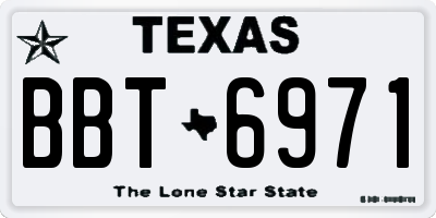 TX license plate BBT6971