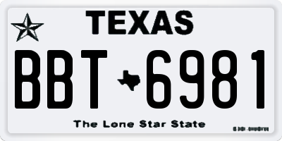 TX license plate BBT6981