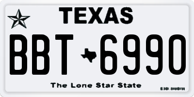 TX license plate BBT6990