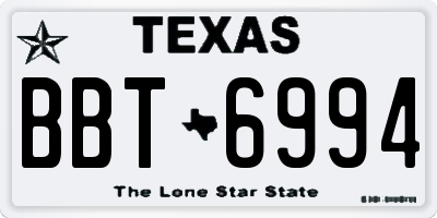 TX license plate BBT6994