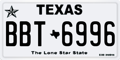 TX license plate BBT6996