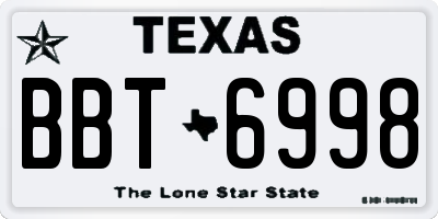 TX license plate BBT6998