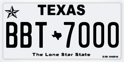 TX license plate BBT7000