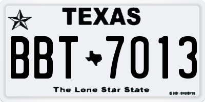 TX license plate BBT7013