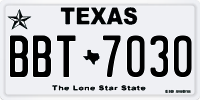 TX license plate BBT7030