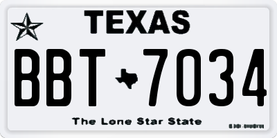 TX license plate BBT7034