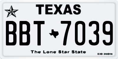 TX license plate BBT7039