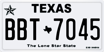 TX license plate BBT7045