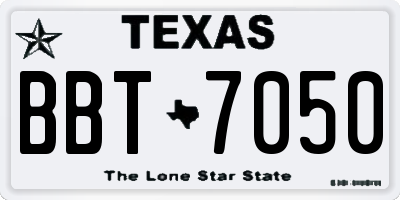 TX license plate BBT7050