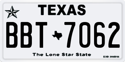 TX license plate BBT7062