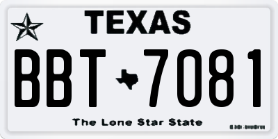 TX license plate BBT7081