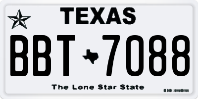 TX license plate BBT7088