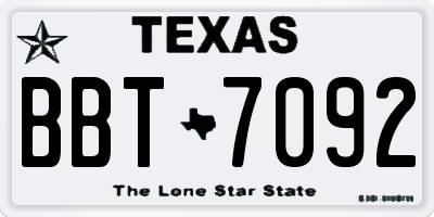 TX license plate BBT7092
