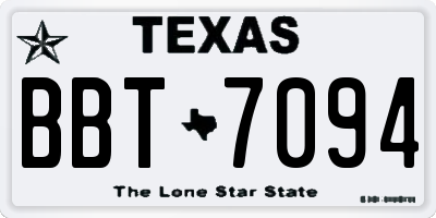 TX license plate BBT7094