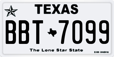 TX license plate BBT7099