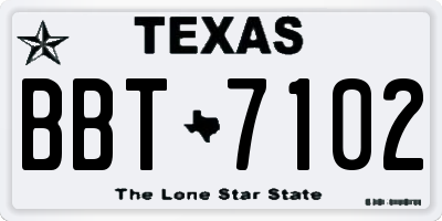TX license plate BBT7102