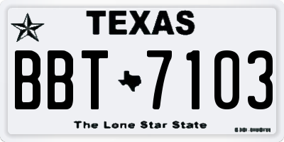 TX license plate BBT7103