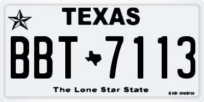 TX license plate BBT7113