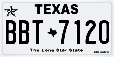 TX license plate BBT7120