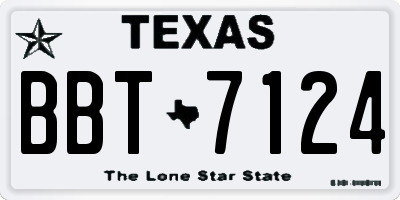 TX license plate BBT7124