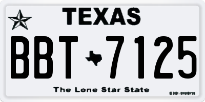 TX license plate BBT7125
