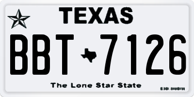TX license plate BBT7126