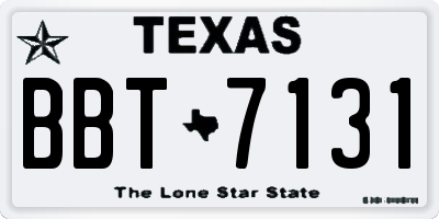 TX license plate BBT7131