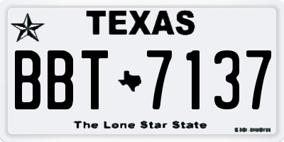 TX license plate BBT7137