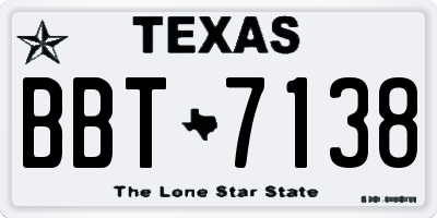 TX license plate BBT7138