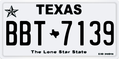 TX license plate BBT7139
