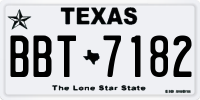 TX license plate BBT7182