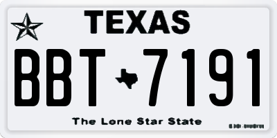 TX license plate BBT7191