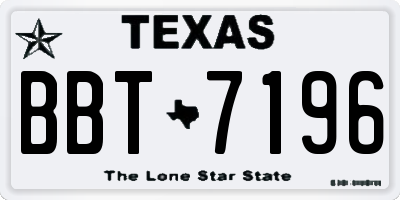 TX license plate BBT7196