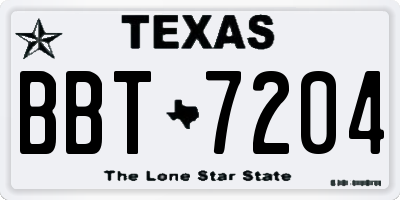 TX license plate BBT7204