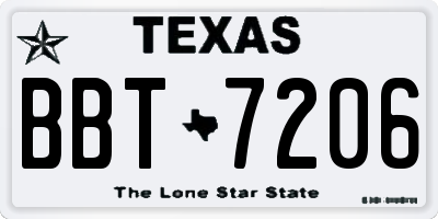 TX license plate BBT7206