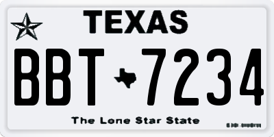 TX license plate BBT7234