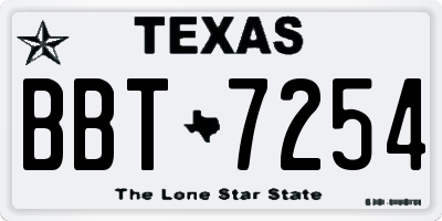 TX license plate BBT7254
