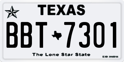 TX license plate BBT7301
