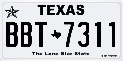 TX license plate BBT7311
